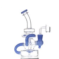 10.5inch Blue Tornado Hookah Recycler Glass Bong Recyable Dab Rigs Smoking water pipe bongs Heady Pipes Size 14mm joint with bowl