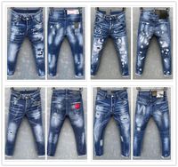 Jeans pour les hommes représentent des vêtements de concepteur de vêtements Bleu Noir Détruit Hommes Denim Denim Slim Denim Droit Skinny Jeans Hommes déchirés Jeans