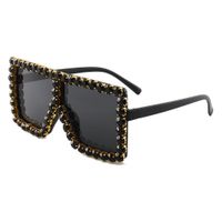 Digner Luxus Mode Große Rahmen Rhintone Benutzerdefinierte Sonnenglas Frauen Quadratische Diamanten Männer Sonnenbrille