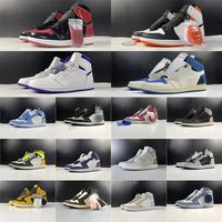 2021 1 SUP High Basketball Chaussures Bred Brevet Court Purple Hype Royal Light Fusion Red Electro Orange Pollen Jumpman Trophy Chambre avec Boîte OG Hommes Sneakers Athletic