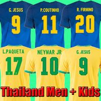 2021 Soccer Jersey Camiseta de Futbol Paqueta Brazilië Neres Coutinho Voetbal Shirt Firmino Jesus Marcelo Pele Brasil 20 21 Maillots voetbal Mannen en kinderen
