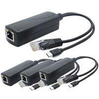 Computer Cables Connectors 4-Pack 5V Poe Splitter, 48V till 2.4A Adapter med mikro-USB-kontakt, för IP-kamera, tabletter, för hallon Pi och Mor