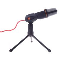Microfones Microfone com fio com suporte de suporte 3,5mm plugue estéreo portátil e plug-and-play para conversar cantando karaoke pc portátil