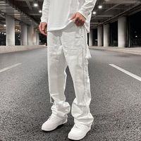 Hip Hop White Straight Ripped Casual Mens Jeans Pants Both Side Tassel Wide Leg Streetwear Denim Trousers Oversized