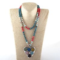 Anhänger Halsketten! 108 Perlen Mala Multi Stone Geknotete Herz Charm Halskette Frauen Yoga