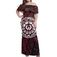 Casual Dresses Fashion Custom Polynesian Tribe Pohnpei Logo Kvinnors sommar Elegant Party Maxi Dress Luxury Sexy Bodycon från axeln