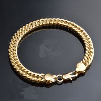 18k fino sólido acabamento de ouro freio cadeia link sólido bracelete 10mm homens mulheres mulheres impressionantes