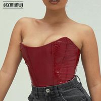 Gxcmhbwj Crocodile Sexy Strapless Corset Crop Top For Women Sleeveless Backless Club Party Vintage Streetwear Ladies Bra Bustiers & Corsets