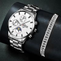 Armbanduhren Mode Männer Business Watch Luxus Edelstahl Armband Quarz Armbanduhr Herren Sport Watch Calendar Leuchtende Uhr Uhren