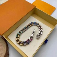 Últimas lançamentos franceses masters projetados luxuosas braceletes de braceletes cadeia links remendos coloridos pulseira colar jóias