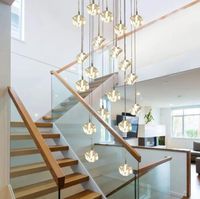 Modern LED Square Crystal Ball Chandelier Lighting Hotel Lobby Living Room Decor Spiral Staircase Chandeliers Hanging Lamps