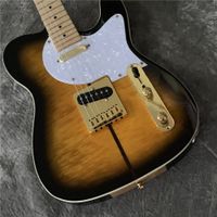 Telecaster Electric Guitar Sunburst Color White Board Silver Hardware Basswood Body Maple Fingerboard High Quality