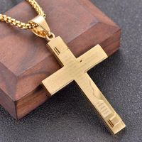 Pingente colares retrô cristão jesus escritura cruzada colar de aço inoxidável ouro oração gargantilha pingentes para homens