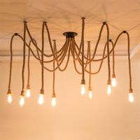 Pendelleuchten Vintage Seil Kronleuchter Antike Klassische Justierbare DIY Spinne Lampe Licht Decke Retro Pedant für Restaurant Bar Home