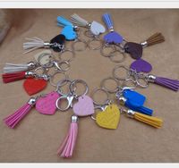 Personnalisé Vinyl peach Kears Coeurs Porte-clés Colorées Monogrammées 35mm Forme de coeur Tassel Keychain 30mm Cadeau en daim