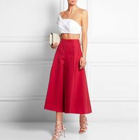 Etekler Moda Kırmızı MIDI Culottes Kadınlar Kabarık Maxi Etek Custom Made Resmi Ofis Bayan Tüm Seasons giyin