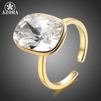 결혼 반지 AZORA 여성 FEMME 약혼을위한 큰 반지 맑은 크리스탈 지르콘 돌 여자들 선물 빈티지 쥬얼리 봉투 TR0242