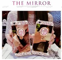 Diamond Soft Specchio Caso Crystal Ring Holder Cases con Kickstand per iPhone 12 11 x XR XS Max 8 7 6s Plus Samsung S20 Note20 A71 A51 Make Up Donne Girl