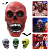 Horror Skull Máscara Scary Crânio Vermelho Adulto Masquerade Props Halloween Cosplay Traje O Capacete Goth Morto Vivendo Morra Careta