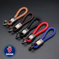 Keychains For Saab 9-3 9-5 93 95 900 9000 Car LOGO Leather Rope Key Chain Braided High-quality Waist Keychain Auto Accessories