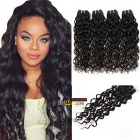 Ishow Indian Hair Extensions Wefts 10A Brazilian Hair Human Hair Bundles With Closure Water Wave 4bundles for Women Girls All Ages Natural