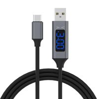 QC 3.0 USB Tipo C Cable de sincronización de carga rápida con pantalla LED de corriente de voltaje