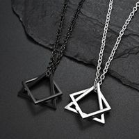 Geometría entrelazado triángulo cuadrado colgante masculino para hombres de acero inoxidable moderno moderno geométrico apilado streetwear collar