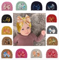 Autumn Winter Knitted Baby Hat Baby Girls colorful Bow Headb...