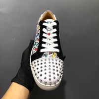 Top quality desugner lovers women men shoes luxury Low top print nipple pair sneakers with small rivets with box