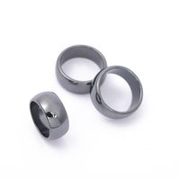 Smooth Hematite for Women Men Jewelry Couple Simple Gift Natural Stone Flat Wide Black Non-magnetic Finger Ring 4mm 6mm