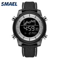 Smael Sports Watch Men Fashion Countdown Relojes de los hombres de cuero a prueba de agua Reloj de hombre Digital Reloj Reloj Hombre