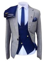 Compre al por mayor Novio Azul Trajes Gris Chaleco de bajo precio \u0026 de  calidad con envío gratuito | Es.DHgate