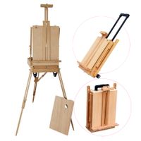 Waco Portable Rolling Sketch Box для покраски масляной живописи, Деревянный хранение деревянного хранения Beechwood Deseral для нести с палитрой