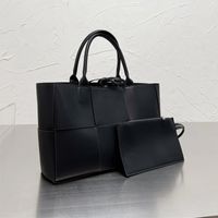 Gewebte Tasche Einkaufstasche 2PS Handtasche Echtes Leder Große Kapazität Tasche Feste Farbe Höhere Qualität Frauen Mode Umhängetaschen