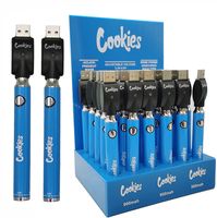 Cookies Vape Batterij 900mAh Voorverwarming 510 Draad Vapes Pennen Cartridges Batties Verstelbare Voltage 3.4-4.0V met USB-oplader 30pcs / lot
