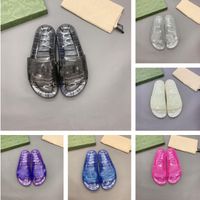 Diseñador de mujeres de lujo para hombres zapatillas de jalea transparente pareja zapatilla verano sandalias sexy moda zapatos cómodos de calidad superior con el tamaño de la caja 35-46