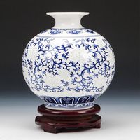 Vases Jingdezhen Rice-Motif Porcelaine Pométranate Vase Antique Blue-et-White Bone Chine Décorée Céramique