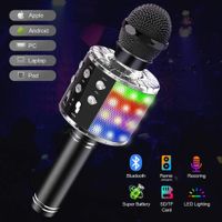 Wireless-Karaoke-Mikrofon, 4 in 1 Bluetooth-Mikrofon für Kinder mit LED-Leuchten-Lautsprecher-Remix-Funktion
