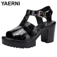 Sandals YAERNISmall Plus Size 32- 43 Block Heel Platform Pate...