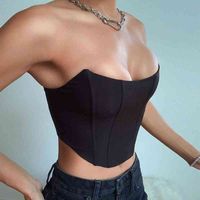 Summer Sleeveless Off Shoulder Satin Sexy Corset Crop Tops Vest Female Backless Bustier Tube Top Solid