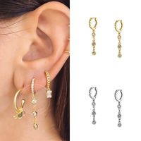 925 Sterling Silver Crystal Pendant Hanging Huggie Hoop Earrings Gold Silver Color Tiny Hoops Earrings Minimalist Jewelry