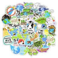 50 unids Protege la Tierra Creative Dibujos animados Etiquetas de dibujos animados Juguete Juegue Regalo Estética Mundial Ambiental Día Amenime Etiquetas engomadas impermeables para portátil