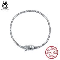 ORSA JEWELS 925 Sterling Silver Tennis Bracelets Pave Clear Cubic Zircon Bangle Girls Party Jewelry Chain SB61 220119