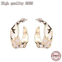 2021 S925 Silver Needle Retro Half Circle Pleated C-shape Simple Exquisite Women Earrings Fashion Jewelry Gift