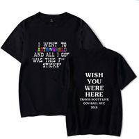 T-shirt dos homens t-shirt T-shirt do hip-hop para homens e mulheres Travis Scott carta de Astroworld Carta de manga curta Verão Suéter