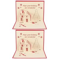 Greeting Cards 2Pcs Christmas Card 3D Hollow-out Castle Creative Gift