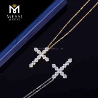MSI Fashion HipHop14K Echtes Weißgold Gelbgold Labor Diamant Kreuz Halskette