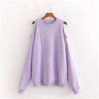 HSA Female Jumper Purple Sweatshirt Off Shoulder Women Solid Colour Hoodies O-Neck Tracksuit Ladies Loose Tops 210430