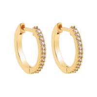 Simple Gold Color Metal Thin Hoop Earrings for Woman Fashion Geometric Round Circle CZ Crystal Small Earrings Jewelry