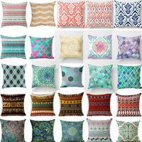 18' ' Bohemian Geometric Pattern Linen Pillow Case ...